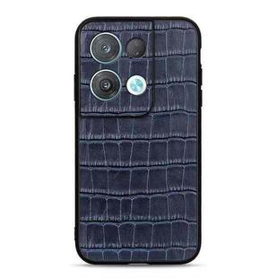 For OPPO Reno8 Pro+ Crocodile Texture Genuine Leather Phone Case(Blue)