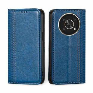 For Honor X30 Grid Texture Magnetic Flip Leather Phone Case(Blue)