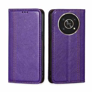 For Honor X30 Grid Texture Magnetic Flip Leather Phone Case(Purple)