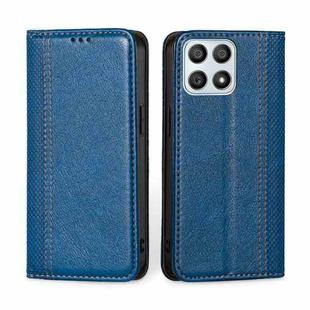 For Honor X30i Grid Texture Magnetic Flip Leather Phone Case(Blue)