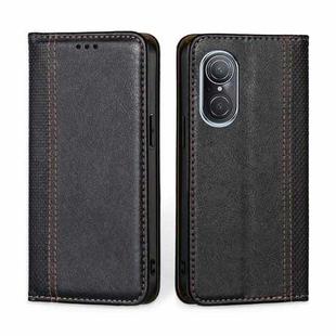 For Huawei nova 9 SE 4G Grid Texture Magnetic Flip Leather Phone Case(Black)