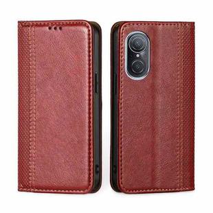 For Huawei nova 9 SE 4G Grid Texture Magnetic Flip Leather Phone Case(Red)