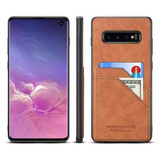 For Samsung Galaxy S10 Card Slots Full Coverage PU+TPU Phone Case(Brown)