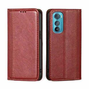 For Motorola Edge 30 Grid Texture Magnetic Flip Leather Phone Case(Red)