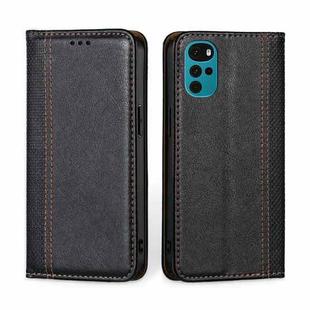 For Motorola Moto G22 Grid Texture Magnetic Flip Leather Phone Case(Black)