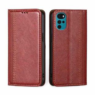 For Motorola Moto G22 Grid Texture Magnetic Flip Leather Phone Case(Red)