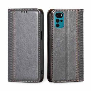 For Motorola Moto G22 Grid Texture Magnetic Flip Leather Phone Case(Grey)