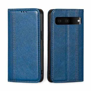 For Google Pixel 7 5G Grid Texture Magnetic Flip Leather Phone Case(Blue)