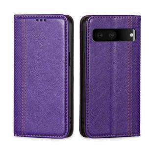 For Google Pixel 7 5G Grid Texture Magnetic Flip Leather Phone Case(Purple)