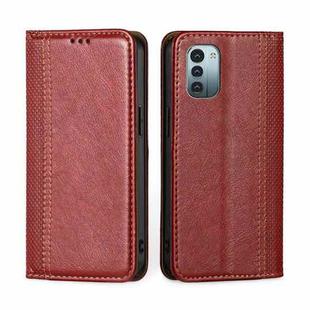 For Nokia G21 / G11 Grid Texture Magnetic Flip Leather Phone Case(Red)