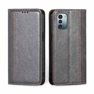 For Nokia G21 / G11 Grid Texture Magnetic Flip Leather Phone Case(Grey)