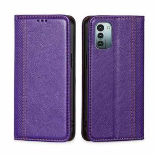 For Nokia G21 / G11 Grid Texture Magnetic Flip Leather Phone Case(Purple)