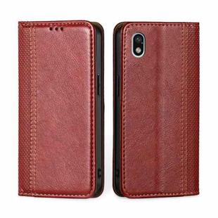 For Sony Xperia Ace III Grid Texture Magnetic Flip Leather Phone Case(Red)