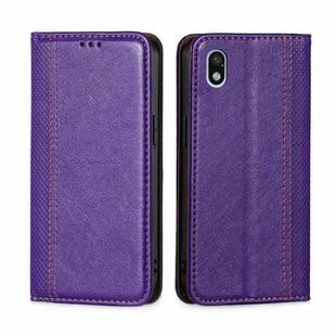 For Sony Xperia Ace III Grid Texture Magnetic Flip Leather Phone Case(Purple)