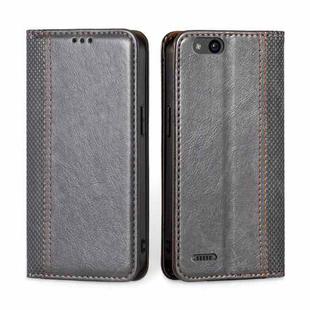 For ZTE Tempo X / Vantage Z839 / N9137 Grid Texture Magnetic Flip Leather Phone Case(Grey)