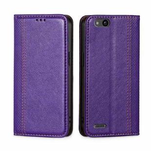 For ZTE Tempo X / Vantage Z839 / N9137 Grid Texture Magnetic Flip Leather Phone Case(Purple)