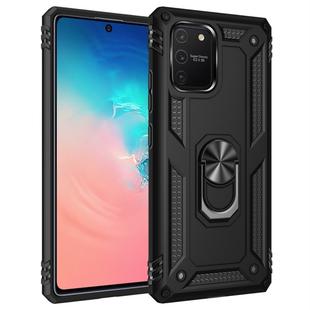 For Galaxy A91 / S10 Lite Shockproof TPU + PC Protective Case with 360 Degree Rotating Holder(Black)