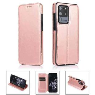 For Samsung Galaxy S20 Ultra 5G Card Slots Flip Leather Phone Case(Rose Gold)
