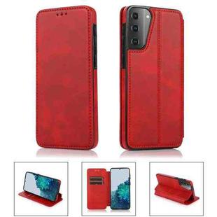 For Samsung Galaxy S21 5G Card Slots Flip Leather Phone Case(Red)