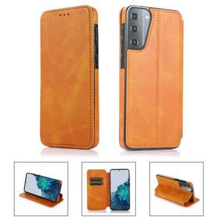 For Samsung Galaxy S21 5G Card Slots Flip Leather Phone Case(Khaki)