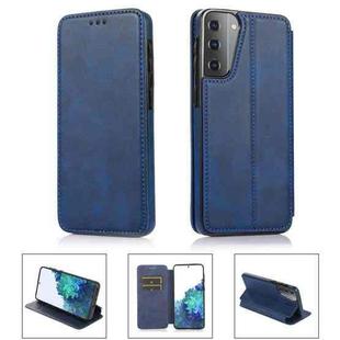 For Samsung Galaxy S21 5G Card Slots Flip Leather Phone Case(Blue)