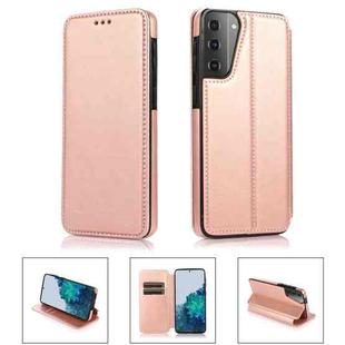 For Samsung Galaxy S21 5G Card Slots Flip Leather Phone Case(Rose Gold)