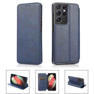 For Samsung Galaxy S21 Ultra 5G Card Slots Flip Leather Phone Case(Blue)