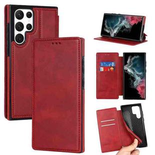 For Samsung Galaxy S22 Ultra  5G Card Slots Flip Leather Phone Case(Red)