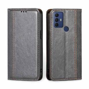 For TCL 30 SE/306/305 & Sharp Aquos V6 Grid Texture Magnetic Flip Leather Phone Case(Grey)