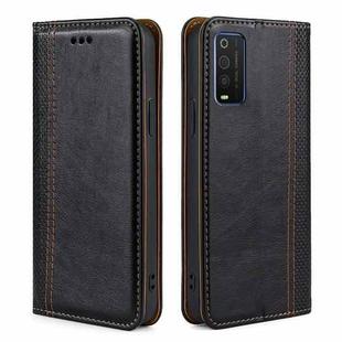 For TCL 205 Grid Texture Magnetic Flip Leather Phone Case(Black)