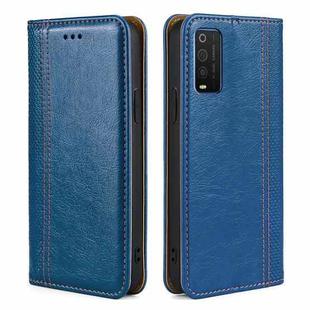 For TCL 205 Grid Texture Magnetic Flip Leather Phone Case(Blue)