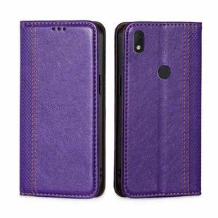 For Alcatel Axel / Lumos Grid Texture Magnetic Flip Leather Phone Case(Purple)
