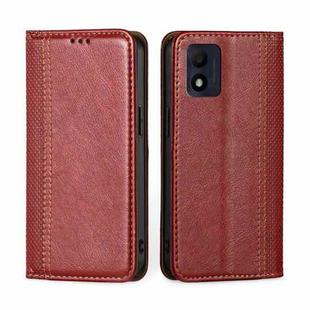 For Alcatel 1B 2022 Grid Texture Magnetic Flip Leather Phone Case(Red)