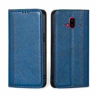 For Fujitsu Arrows F-52B Grid Texture Magnetic Flip Leather Phone Case(Blue)