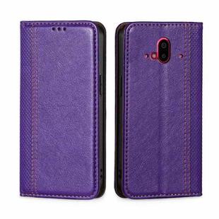For Fujitsu Arrows F-52B Grid Texture Magnetic Flip Leather Phone Case(Purple)