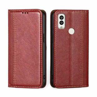For Kyocera Android One S9 Grid Texture Magnetic Flip Leather Phone Case(Red)