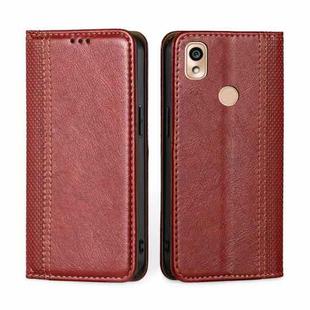 For Kyocera KY-51B Grid Texture Magnetic Flip Leather Phone Case(Red)