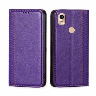 For Kyocera KY-51B Grid Texture Magnetic Flip Leather Phone Case(Purple)