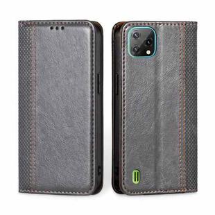 For Blackview A55 Grid Texture Magnetic Flip Leather Phone Case(Grey)