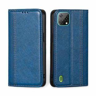 For Blackview A55 Grid Texture Magnetic Flip Leather Phone Case(Blue)