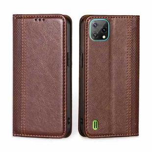 For Blackview A55 Grid Texture Magnetic Flip Leather Phone Case(Brown)
