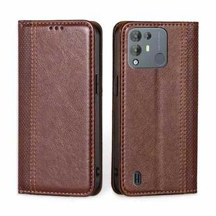 For Blackview A55 Pro Grid Texture Magnetic Flip Leather Phone Case(Brown)