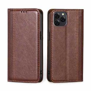 For Blackview A95 Grid Texture Magnetic Flip Leather Phone Case(Brown)