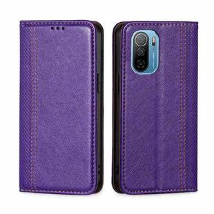 For Ulefone Note 13P Grid Texture Magnetic Flip Leather Phone Case(Purple)