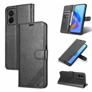 For OPPO A57 5G/Realme Q5i/Realme V23 AZNS Sheepskin Texture Flip Leather Phone Case(Black)