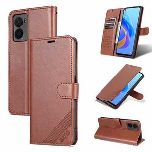 For OPPO A57 5G/Realme Q5i/Realme V23 AZNS Sheepskin Texture Flip Leather Phone Case(Brown)