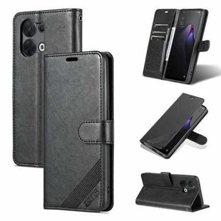For OPPO Reno8/Reno8 Pro AZNS Sheepskin Texture Flip Leather Phone Case(Black)