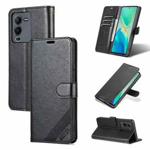 For vivo S15 AZNS Sheepskin Texture Flip Leather Phone Case(Black)