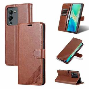 For vivo S15 Pro AZNS Sheepskin Texture Flip Leather Phone Case(Brown)