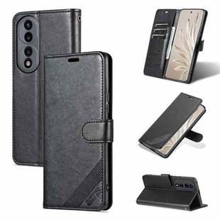 For Honor 70 Pro AZNS Sheepskin Texture Flip Leather Phone Case(Black)